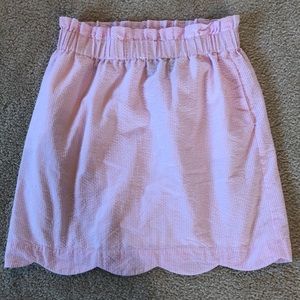 Lauren James scalloped pink seersucker skirt